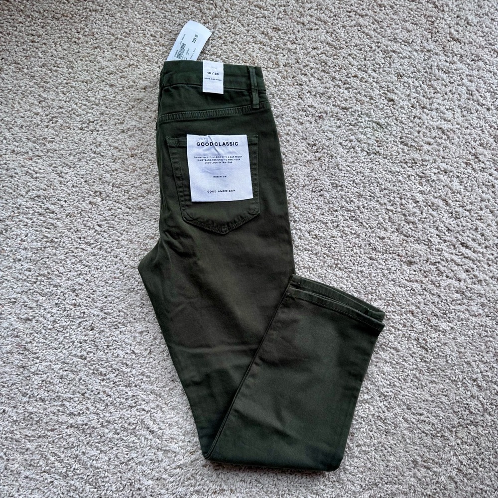 Good American Classic High Rise Jeans in Dark Green